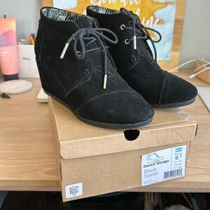 Tom’s suede wedge bootie